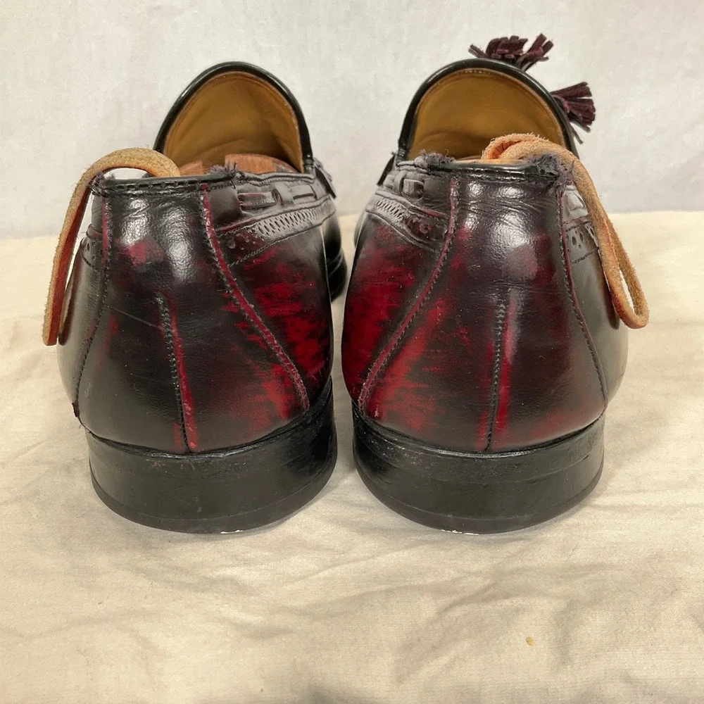 Johnston & Murphy‎ Loafer Mens 11.5 Burgundy Aristocraft Leather Wingtip Shoes